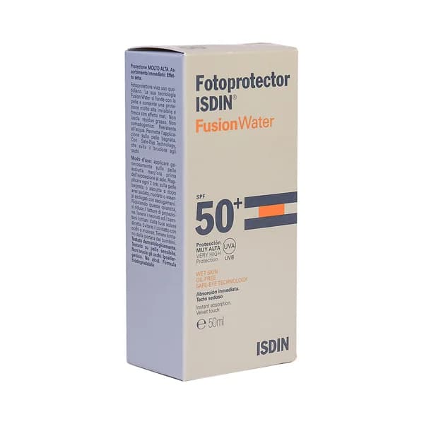 ISDIN Protector solar con tacto sedoso y factor de protección 50+ (muy alto) ISDIN Fusion water 50 ml. - 0.05 l - Imagen del producto en Findit