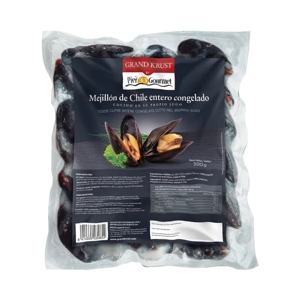 GRAND KRUST Mejillón de Chile, entero, cocido en su propio jugo y congelado GRAND KRUST 500 g. - 0.5 kg - Imagen del producto en Findit