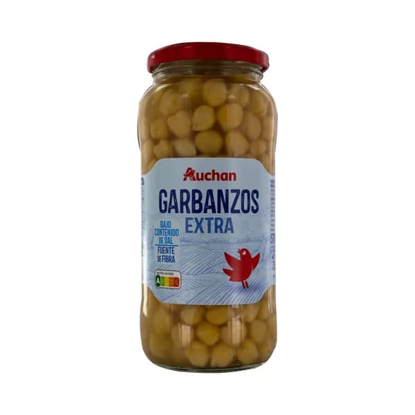 PRODUCTO ALCAMPO Garbanzos extra, cocidos y con bajo contenido en sal bote 400 g. - 0.4 kg - Imagen del producto en Findit