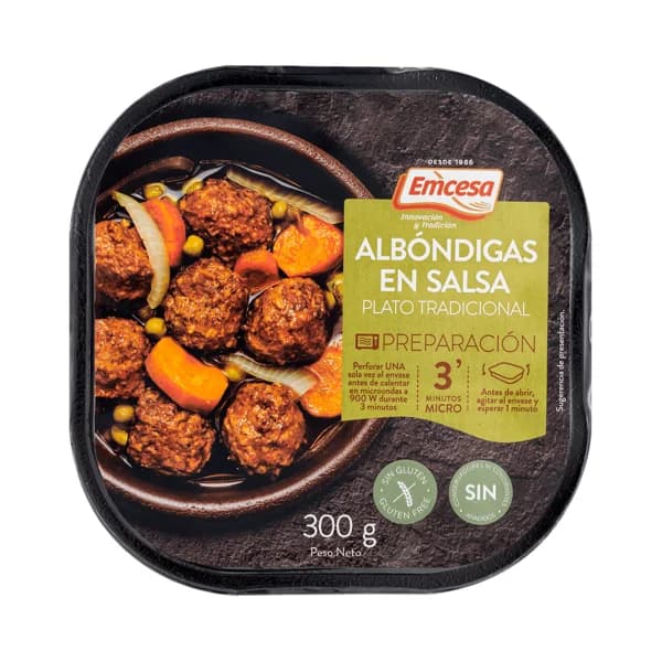 EMCESA Albóndigas en salsa, listas para calentar y comer 300 g. - 0.3 kg - Imagen del producto en Findit