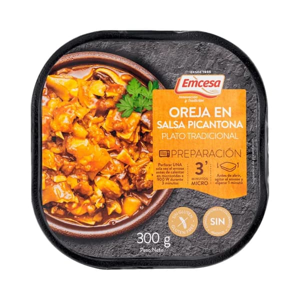 EMCESA Oreja guisada en salsa picantona, lista para calentar y comer 300 g. - 0.3 kg - Imagen del producto en Findit