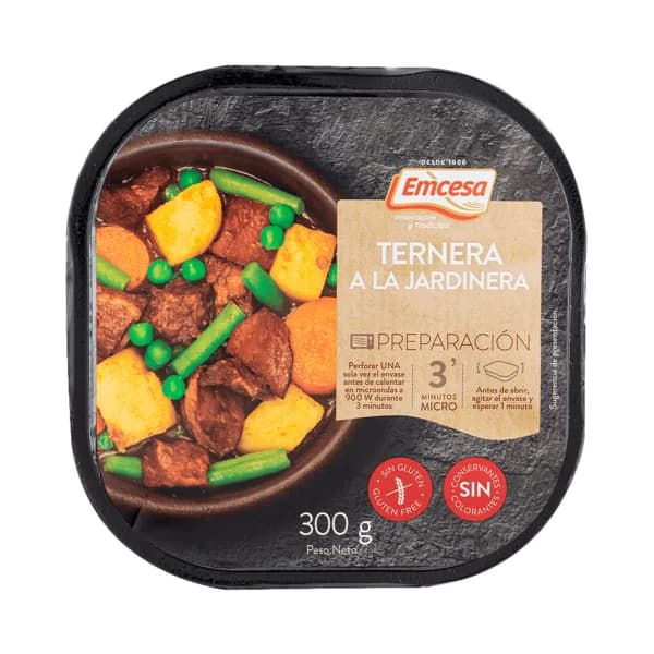 EMCESA Ternera a la jardinera, listo para calentar y comer 300 g. - 0.3 kg - Imagen del producto en Findit