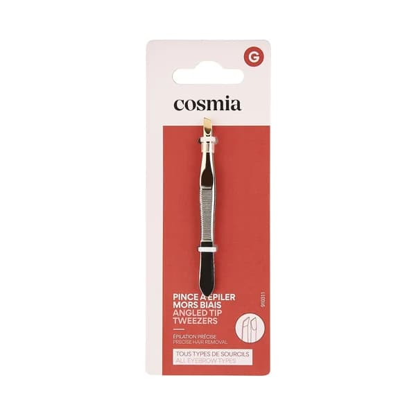 COSMIA Pinza metálica de depilar con punta oblicua, para una depilación precisa de todo tipo de cejas. - 1 ud - Imagen del producto en Findit