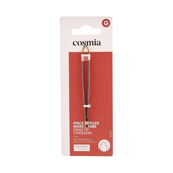 COSMIA Pinza metálica depilación con punta cangrejo, para pelo corto y fino sin romperlo. - 1 ud - Imagen del producto en Findit