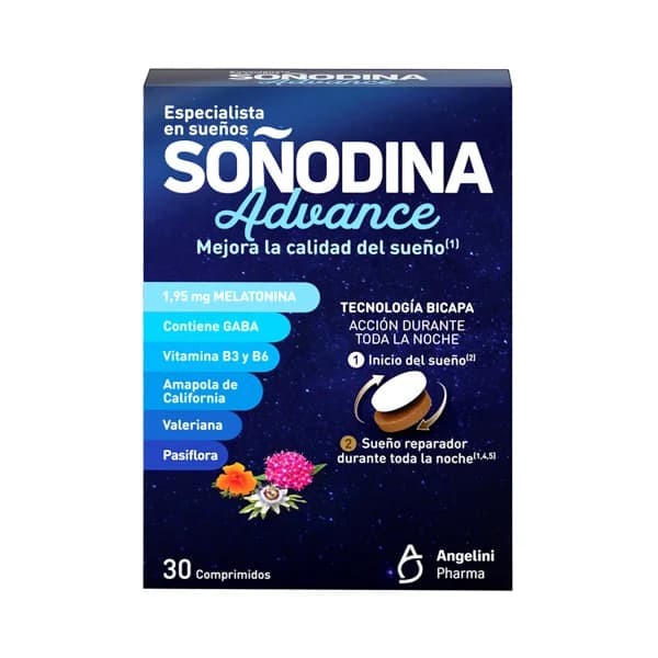 SOÑODINA Advance Complemento alimenticio con melatonia, que ayuda a mejorar la calidad del sueño 30 uds. - 1 ud - Imagen del producto en Findit