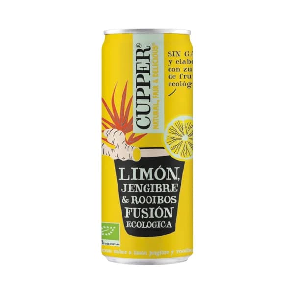 CUPPER Fusión Bebida ecológica con sabor a limón, jenjibre y rooibos lata 25 cl. - 0.25 l - Imagen del producto en Findit