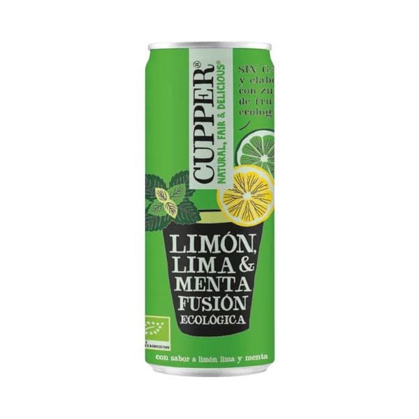 CUPPER Fusión Bebida ecológica con sabor a limón, lima y menta lata 25 cl. - 0.25 l - Imagen del producto en Findit