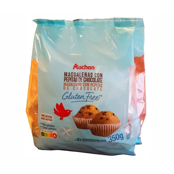 PRODUCTO ALCAMPO Magdalenas con pepitas de chocolate, sin gluten 350 g. - 0.35 kg - Imagen del producto en Findit
