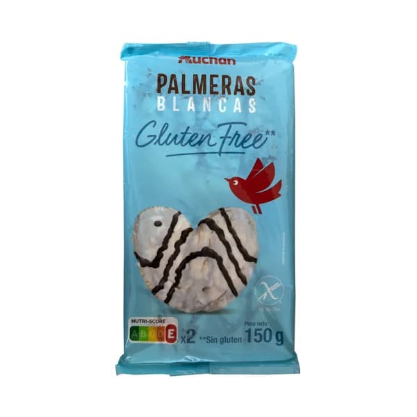 PRODUCTO ALCAMPO Palmeras de chocolate blanco elaboradas sin gluten 2 uds, 150 g. - 0.15 kg - Imagen del producto en Findit