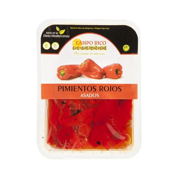 CAMPO RICO Pimientos rojos asados, pelados y troceados CAMPO RICO 350 g. - 0.35 kg - Imagen del producto en Findit