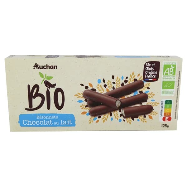 ALCAMPO ECOLÓGICO Galletas de palitos de chocolate con leche ecológico 125 g. - 0.13 kg - Imagen del producto en Findit