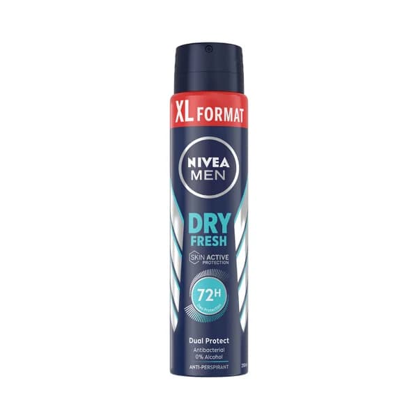 NIVEA Men dry fresh Desodorante en spray para hombre con protección anti transpirante y anti bacteriana 250 ml. - 0.2 l - Imagen del producto en Findit