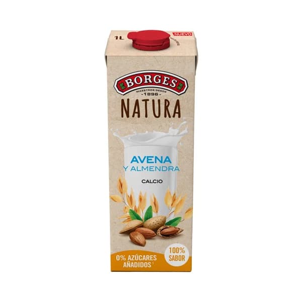 BORGES Natura Bebida vegetal de avena y almendra, sin azúcares añadidos 1 l. - 1 l - Imagen del producto en Findit