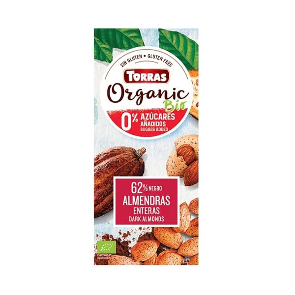 TORRAS Chocolate negro 62% de cacao con almendras, ecológico TORRAS 150 g. - 0.15 kg - Imagen del producto en Findit
