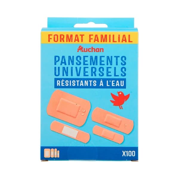 PRODUCTO ALCAMPO Apósitos de plástico, transpirables y resistentes al agua, 4 tamaños diferentes 100 uds. - 1 ud - Imagen del producto en Findit