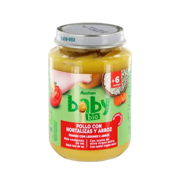 ALCAMPO BABY ECOLÓGICO Tarrito de pollo con hortalizas y arroz, a partir de 6 meses 200 g. - 0.2 kg - Imagen del producto en Findit