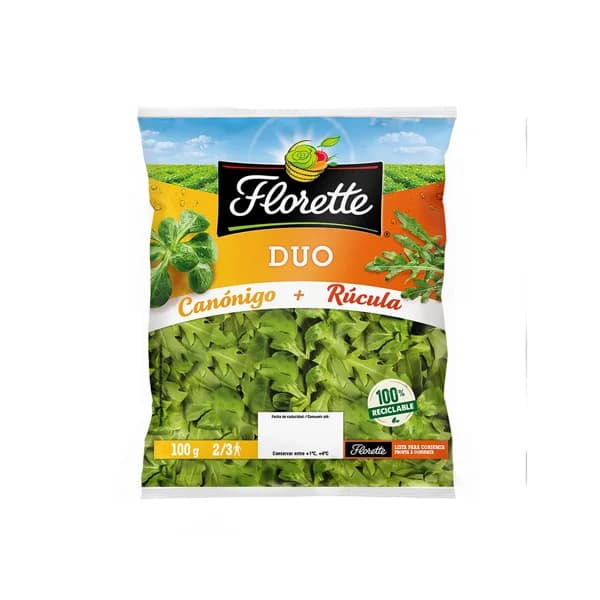 Ensalad dúo canónigo y rúcula FLORETTE 100 g. - 0.1 kg - Imagen del producto en Findit