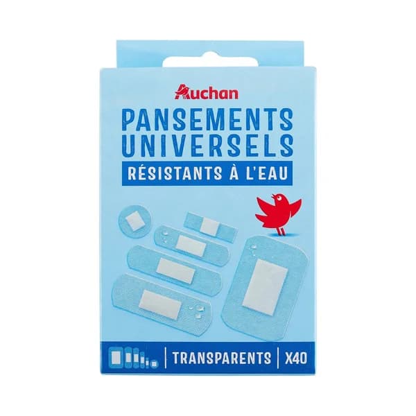 PRODUCTO ALCAMPO Apósitos plásticos multiusos, transparentes y resistentes al agua, 6 tamaños diferentes 40 uds. - 1 ud - Imagen del producto en Findit