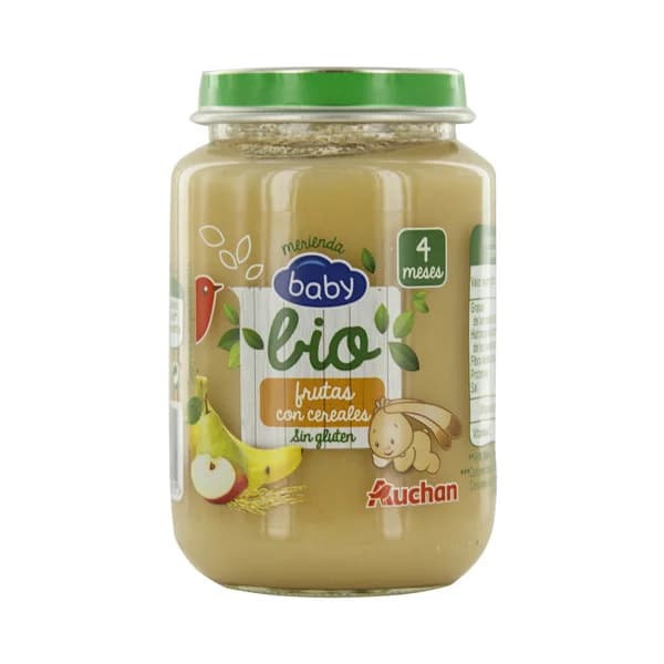 ALCAMPO BABY ECOLÓGICO Tarrito de frutas (pera, manzana, plátano y naranja) con cereales a partir de 4 meses ALCAMPO BABY ECOLÓGICO 200 g. - 0.2 kg - Imagen del producto en Findit
