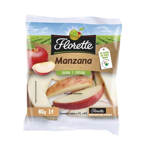 Manzana lavada y cortada FLORETTE 80 gramos - 0.08 kg - Imagen del producto en Findit