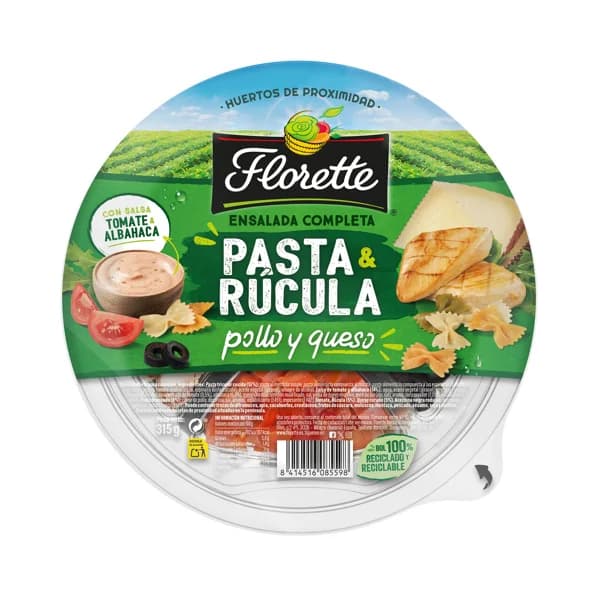 Ensalada completa de pasta, rúcula, pollo y queso FLORETTE 320 g. - 0.32 kg - Imagen del producto en Findit
