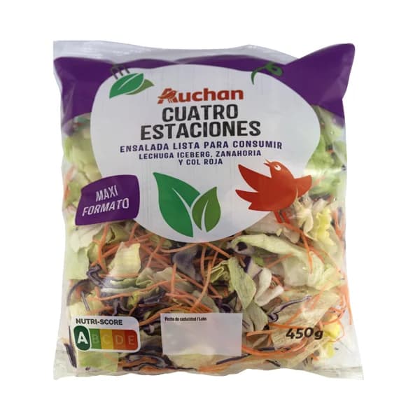 AUCHAN Ensalada maxi 4 estaciones bolsa de 450 g. Producto Alcampo - 0.45 kg - Imagen del producto en Findit