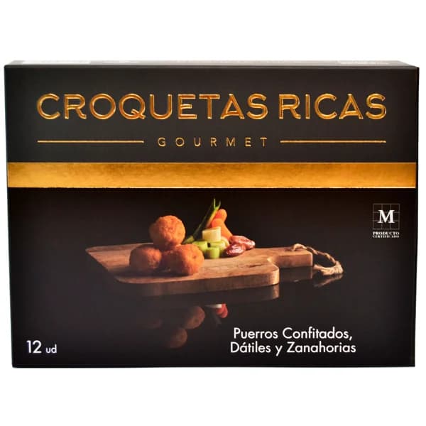 CROQUETAS RICAS Croquetas 100% caseras, ultracongeladas y rellenas de puerro confitado, dátiles y zanahorias Gourmet 300 g. - 0.3 kg - Imagen del producto en Findit