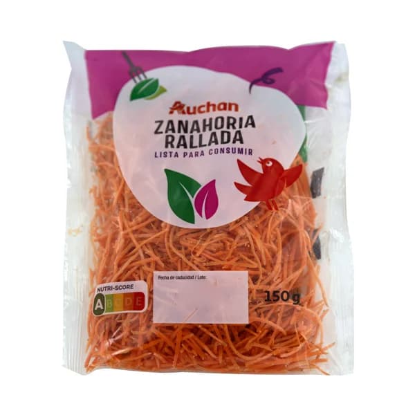 AUCHAN Zanahoria rallada bolsa de 150 g. Producto Alcampo - 0.15 kg - Imagen del producto en Findit