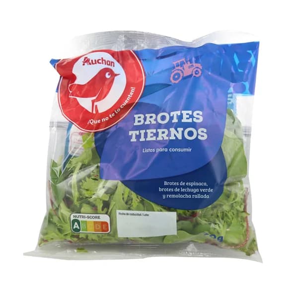 AUCHAN Ensalada de brotes tiernos de espinaca, lechuga verde y remolacha rallada 70 g. Producto Alcampo - 0.07 kg - Imagen del producto en Findit