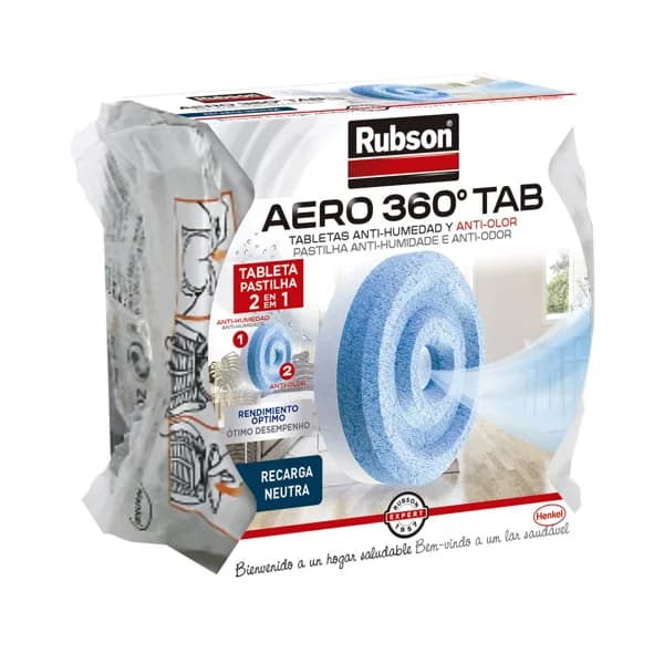 Recambio universal en tableta para deshumidificador, RUBSON Aero 360°, 450grs. - 1 ud - Imagen del producto en Findit