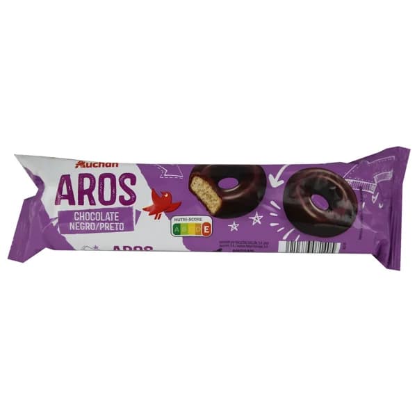 PRODUCTO ALCAMPO Galletas en forma de aro bañadas de chocolate negro 155 g. - 0.13 kg - Imagen del producto en Findit