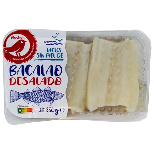 AUCHAN Tacos de bacalao desalado sin piel 350 g Producto Alcampo. - 0.35 kg - Imagen del producto en Findit