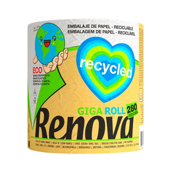RENOVA Papel de cocina gigante 100 % reciclado, 21,6 x 23 cm 1 und. - 1 ud - Imagen del producto en Findit