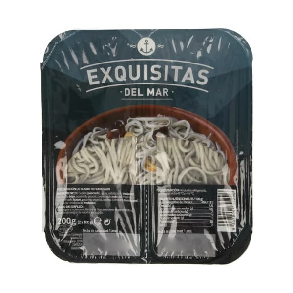 EXQUISITAS DEL MAR Sucedáneo de angulas EXQUISITAS DEL MAR 200 gramos - 0.2 kg - Imagen del producto en Findit