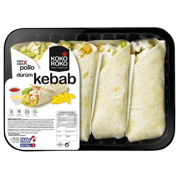 PLAYA ODIEL Dürüm kebab de pollo KOKOROKO 3 uds. - 0.4 kg - Imagen del producto en Findit