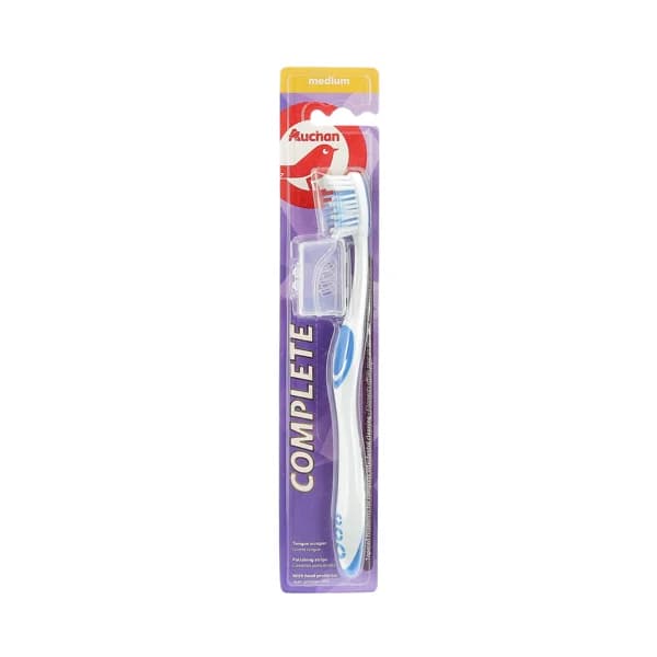 PRODUCTO ALCAMPO Cepillo de dientes con raspador de lengua y filamentos de dureza media AUCHAN Complete. - 1 ud - Imagen del producto en Findit