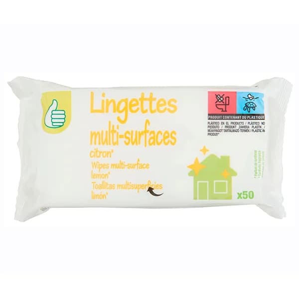 PRODUCTO ECONÓMICO ALCAMPO Toallitas limpia multisuperficies limón Esencial 50 uds. - 1 ud - Imagen del producto en Findit
