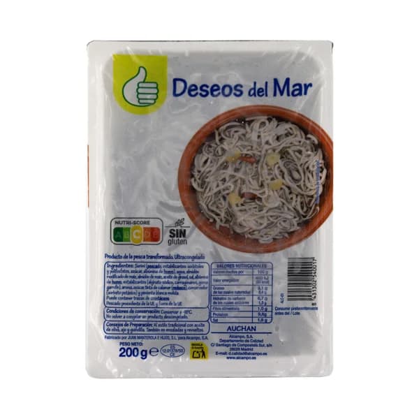PRODUCTO ALCAMPO ECONÓMICO Sucedaneo de angulas ultracongelado (deseos del mar) 200 g. - 0.2 kg - Imagen del producto en Findit