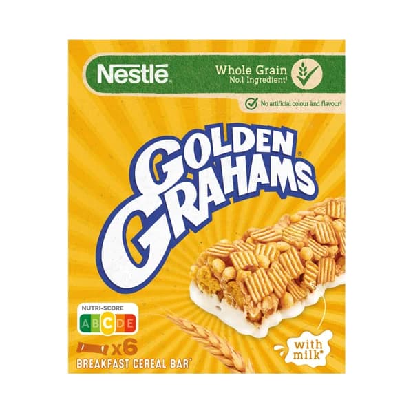 NESTLÉ Barritas de cereales tostados con leche NESTLÉ GOLDEN GRAHAMS caja 6 uds. 150 g. - 0.15 kg - Imagen del producto en Findit