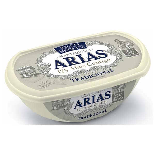 ARIAS Tarrina de mantequilla tradicional sin sal ARIAS 235 g. - 0.25 kg - Imagen del producto en Findit