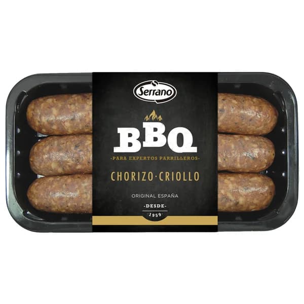 Bandeja con chorizos criollos especiales para barbacoa SERRANO 400 g. - 0.4 kg - Imagen del producto en Findit