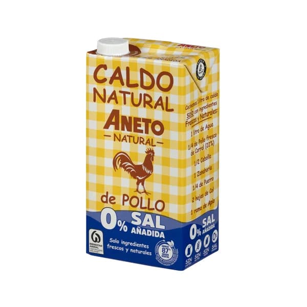 ANETO Caldo natural de pollo 0% sal 1 l - 1 l - Imagen del producto en Findit