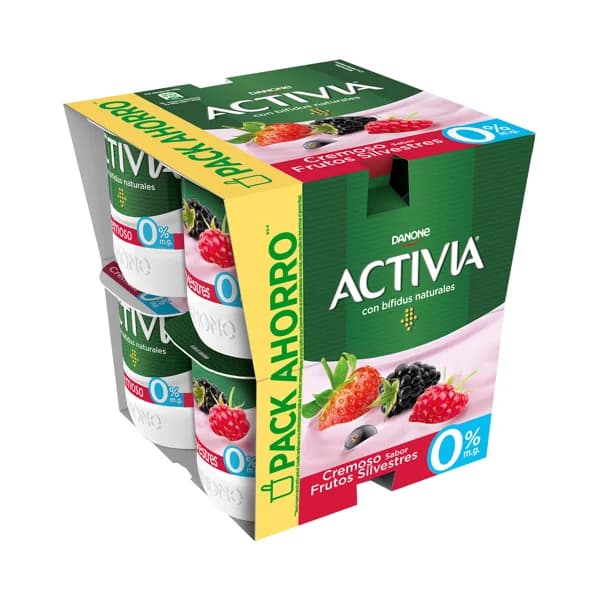 ACTIVIA Bífidus desnatado (0% materia grasa) y con sabor a frutos silvestres Cremoso de Danone 8 x 120 g. - 0.92 kg - Imagen del producto en Findit