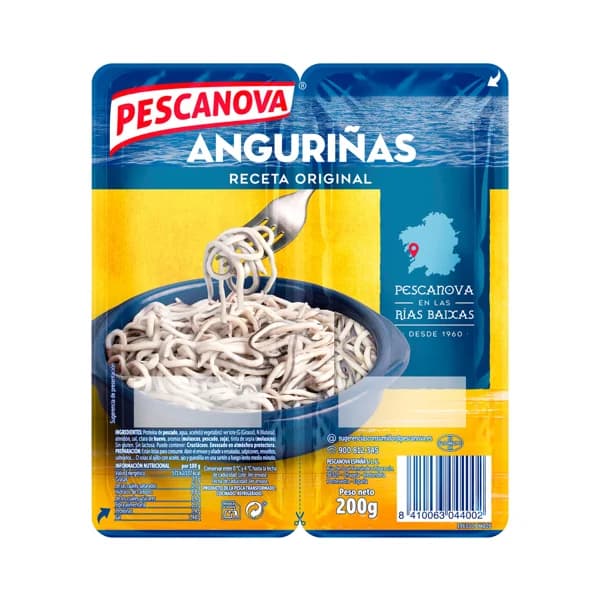 PESCANOVA Sucedáneo de angulas,sin gluten y sin lactosa PESCANOVA Anguriñas 2 x 100 g. - 0.2 kg - Imagen del producto en Findit