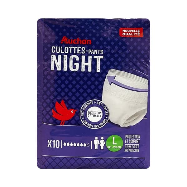 PRODUCTO ALCAMPO Pants de incontiencia nocturna unisex, ultra absorbentes talla L (100 - 135 cm) 10 uds. - 1 ud - Imagen del producto en Findit