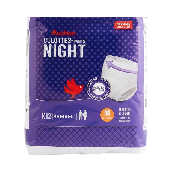 PRODUCTO ALCAMPO Pants de incontencia nocturna unisex, ultra absorbentes talla M (70 - 100 cm) 12 uds. - 1 ud - Imagen del producto en Findit