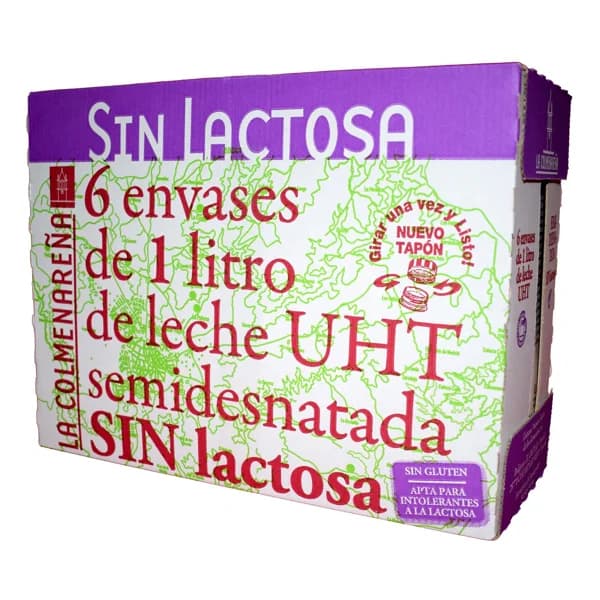 LA COLMENAREÑA Leche semidesnatada sin gluten y sin lactosa  6 x 1 l. - 6 l - Imagen del producto en Findit