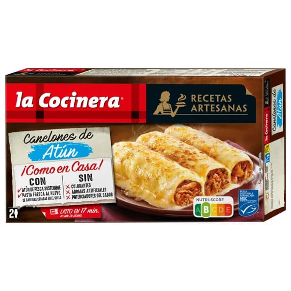 LA COCINERA Canelones de pasta fresca al huevo, rellenos de atún MSC Recetas maestras 530 g. - 0.5 kg - Imagen del producto en Findit