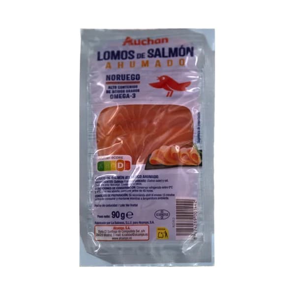 AUCHAN Lomos de salmón ahumado noruego 90 g. Producto Alcampo - 0.09 kg - Imagen del producto en Findit