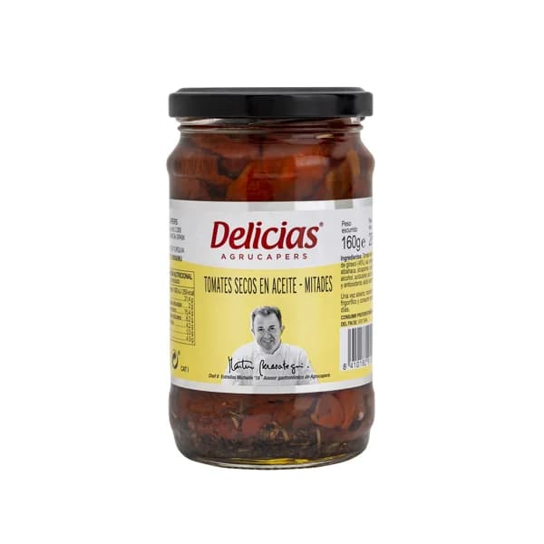 DELICIAS Tomates secos en aceite, mitades DELICIAS 160 g. - 0.16 kg - Imagen del producto en Findit